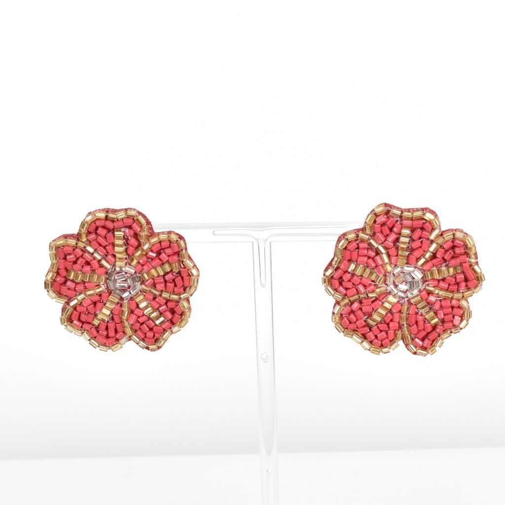 Her Lab Red Flower Earrings - Add a Pop of Color to Your Look Today!